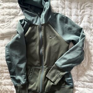 Nike Olive and Teal Full-Zip Hoodie